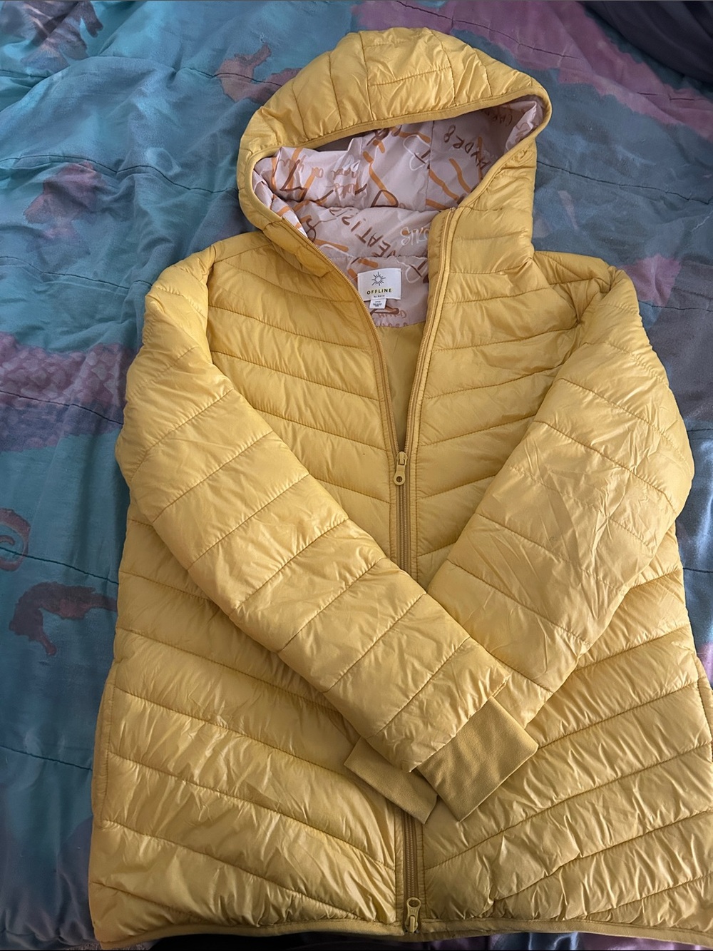 Yellow Packable Hooded Puffer Jacket - Women's